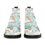 Cute Rainbow Unicorn Pattern Print Flat Ankle Boots