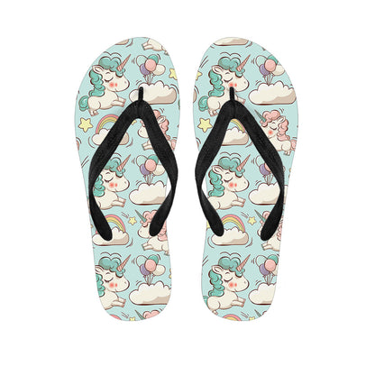 Cute Rainbow Unicorn Pattern Print Flip Flops