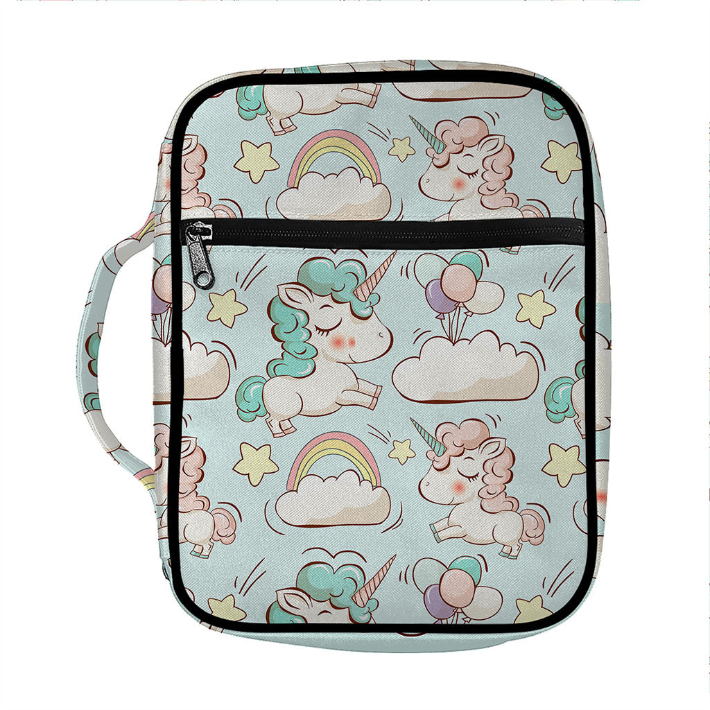 Cute Rainbow Unicorn Pattern Print Front Pocket Bible Bag