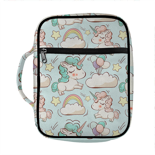 Cute Rainbow Unicorn Pattern Print Front Pocket Bible Bag