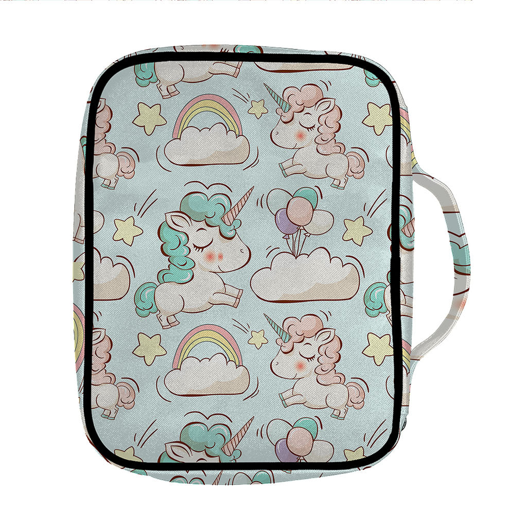 Cute Rainbow Unicorn Pattern Print Front Pocket Bible Bag