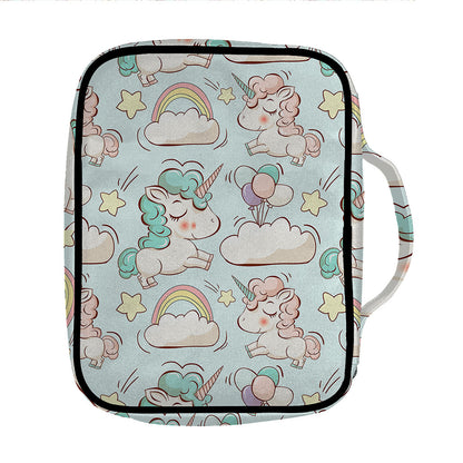 Cute Rainbow Unicorn Pattern Print Front Pocket Bible Bag
