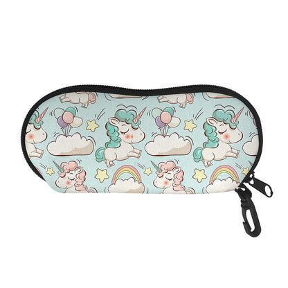 Cute Rainbow Unicorn Pattern Print Glasses Case