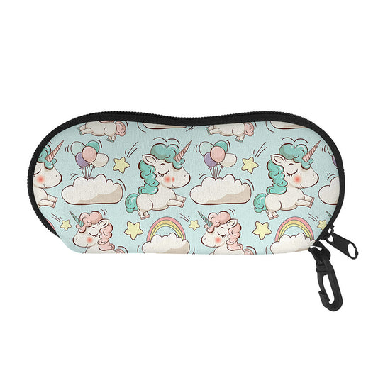 Cute Rainbow Unicorn Pattern Print Glasses Case