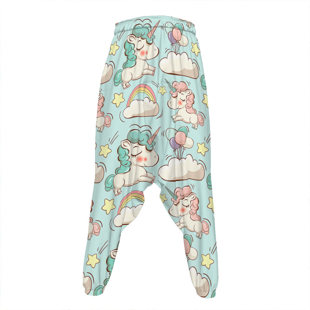 Cute Rainbow Unicorn Pattern Print Hammer Pants