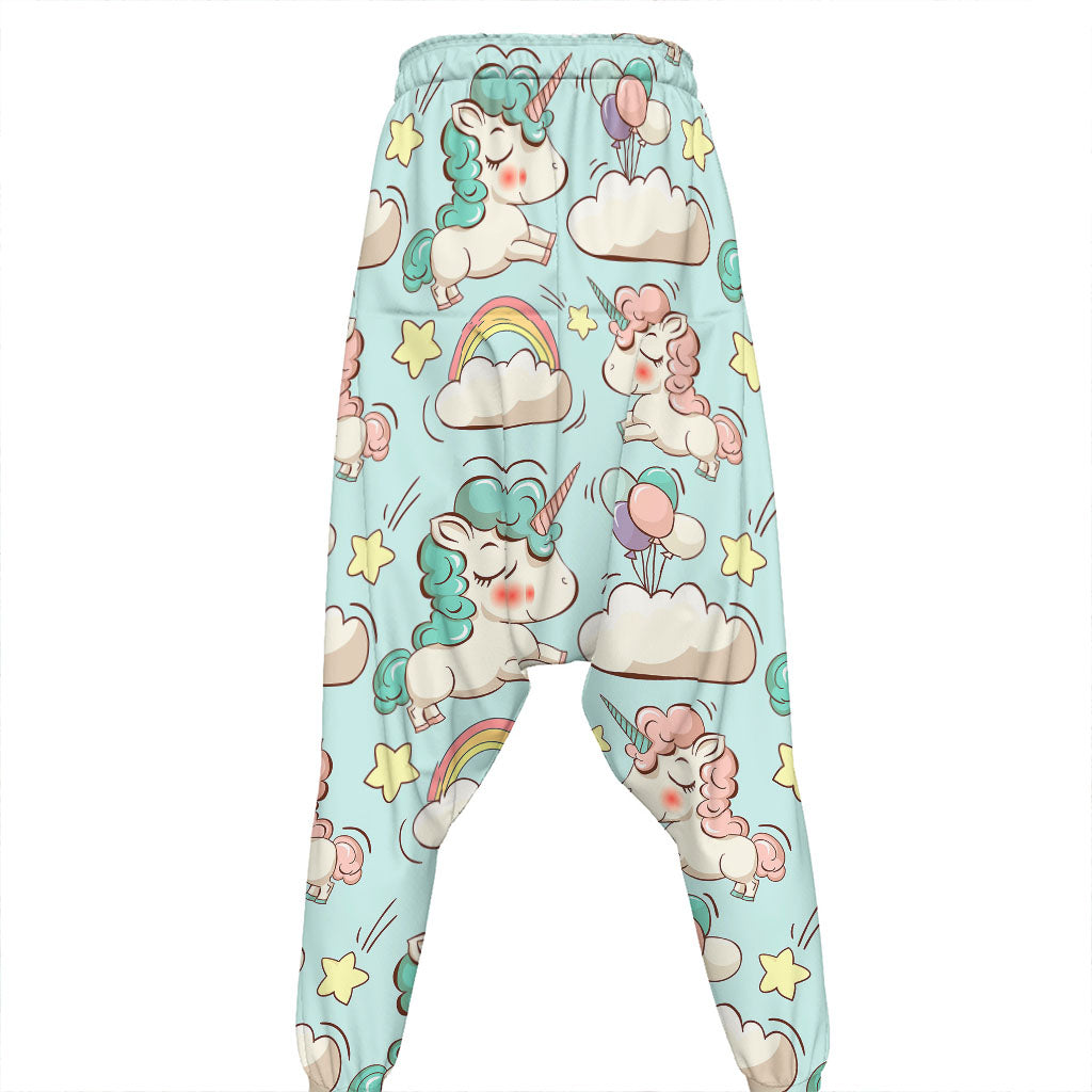 Cute Rainbow Unicorn Pattern Print Hammer Pants