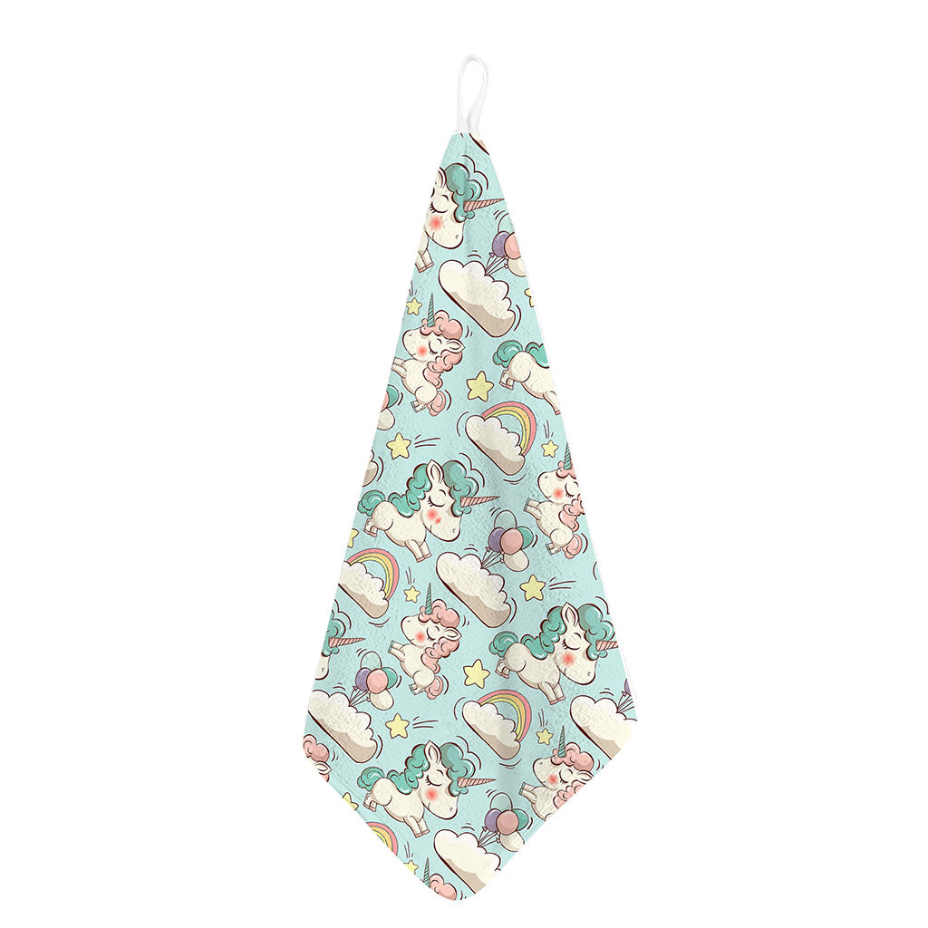 Cute Rainbow Unicorn Pattern Print Hand Towel