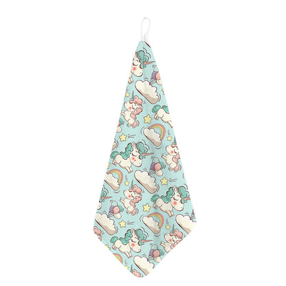 Cute Rainbow Unicorn Pattern Print Hand Towel