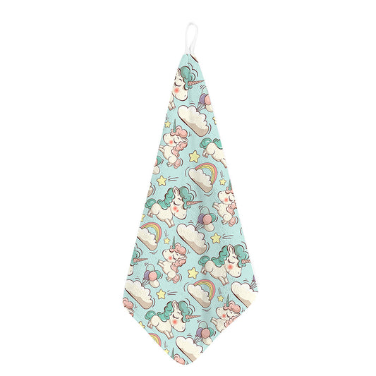 Cute Rainbow Unicorn Pattern Print Hand Towel