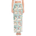 Cute Rainbow Unicorn Pattern Print High Slit Maxi Skirt