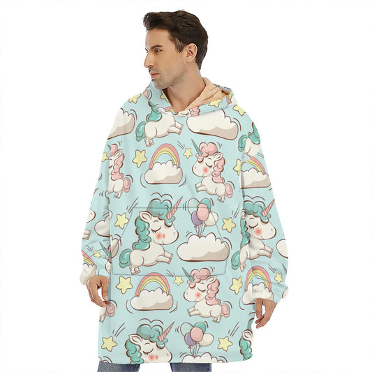 Cute Rainbow Unicorn Pattern Print Hoodie Blanket