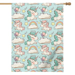 Cute Rainbow Unicorn Pattern Print House Flag