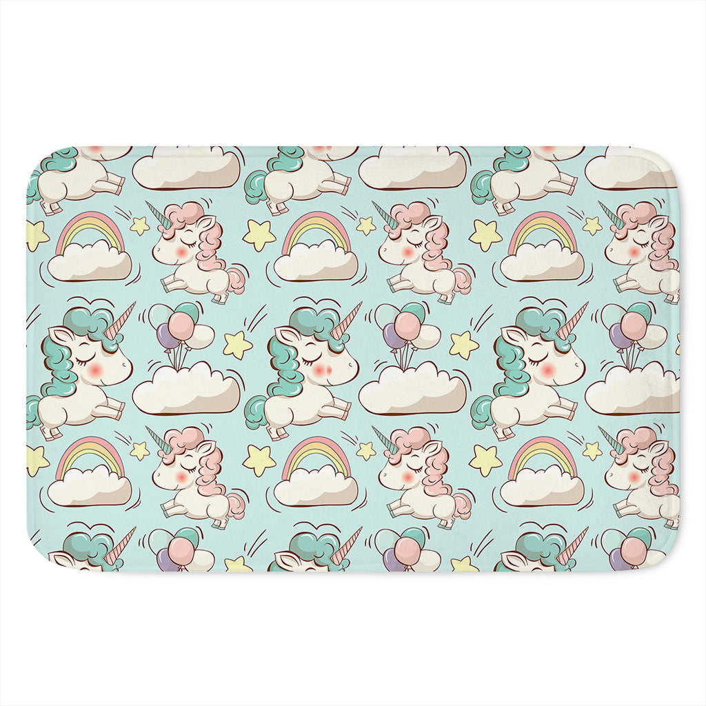 Cute Rainbow Unicorn Pattern Print Indoor Door Mat
