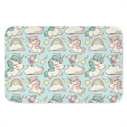 Cute Rainbow Unicorn Pattern Print Indoor Door Mat