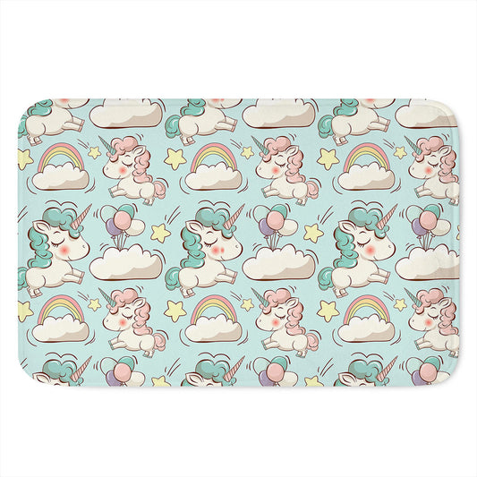 Cute Rainbow Unicorn Pattern Print Indoor Door Mat