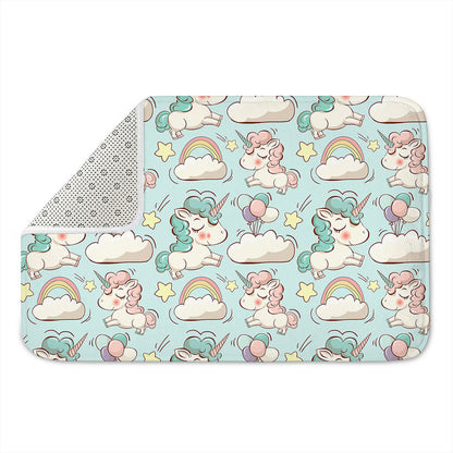 Cute Rainbow Unicorn Pattern Print Indoor Door Mat