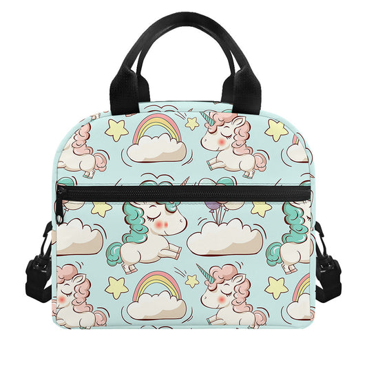 Cute Rainbow Unicorn Pattern Print Insulated Lunch Bag