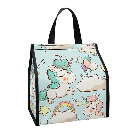 Cute Rainbow Unicorn Pattern Print Insulated Lunch Tote