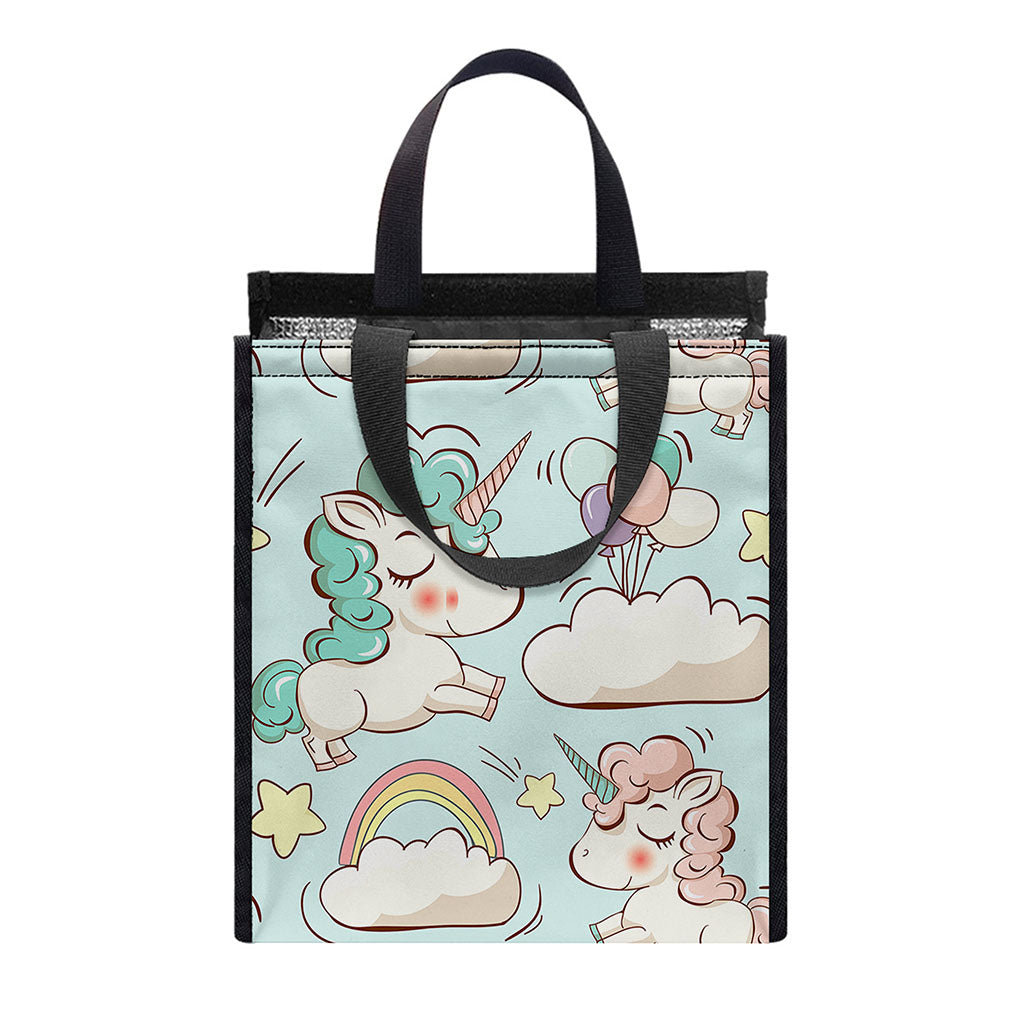 Cute Rainbow Unicorn Pattern Print Insulated Lunch Tote