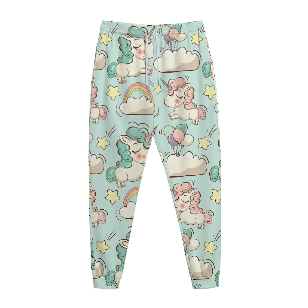 Cute Rainbow Unicorn Pattern Print Jogger Pants