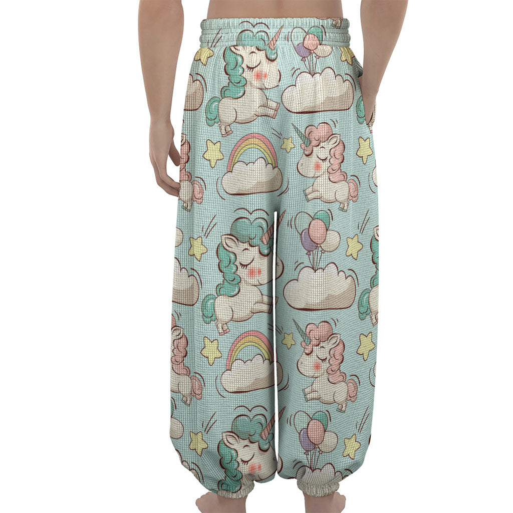 Cute Rainbow Unicorn Pattern Print Lantern Pants
