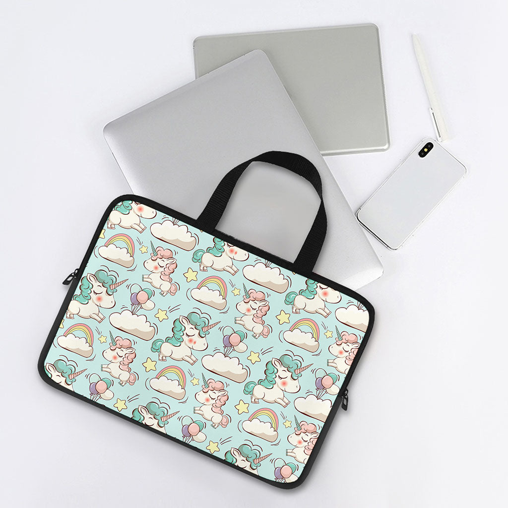 Cute Rainbow Unicorn Pattern Print Laptop Sleeve With Handle