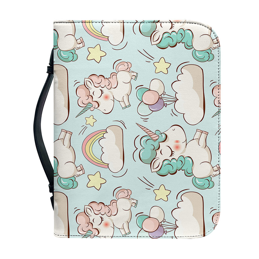 Cute Rainbow Unicorn Pattern Print Leather Bible Cover