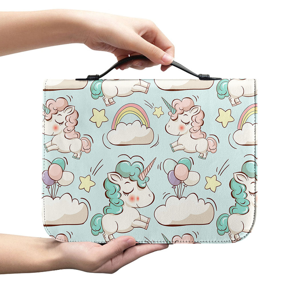 Cute Rainbow Unicorn Pattern Print Leather Bible Cover
