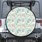 Cute Rainbow Unicorn Pattern Print Leather Spare Tire Cover