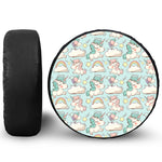 Cute Rainbow Unicorn Pattern Print Leather Spare Tire Cover