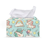 Cute Rainbow Unicorn Pattern Print Leather Tissue Box Cover