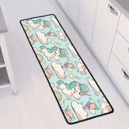 Cute Rainbow Unicorn Pattern Print Long Kitchen Mat