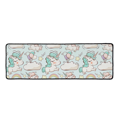 Cute Rainbow Unicorn Pattern Print Long Kitchen Mat
