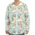 Cute Rainbow Unicorn Pattern Print Long Sleeve Baseball Jersey