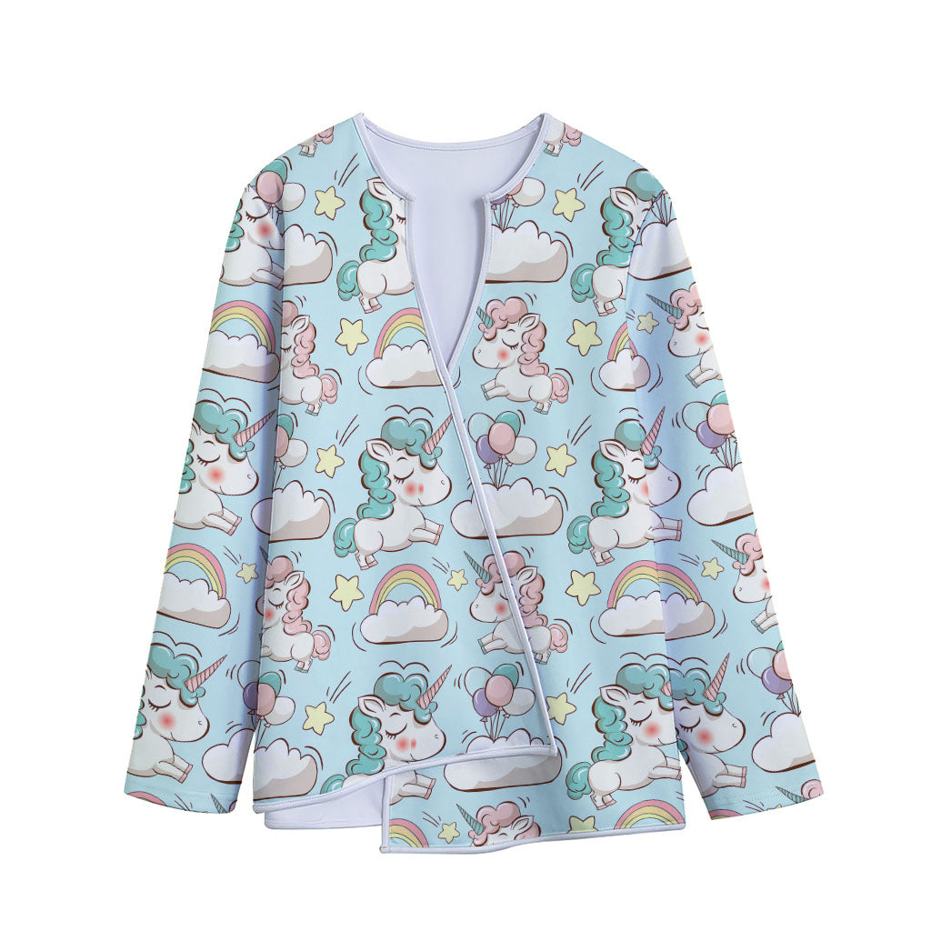 Cute Rainbow Unicorn Pattern Print Long Sleeve Short Coat