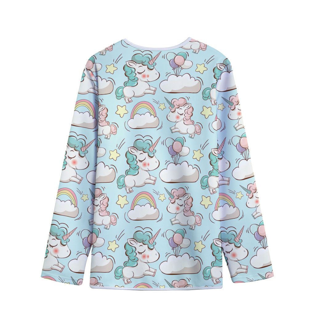 Cute Rainbow Unicorn Pattern Print Long Sleeve Short Coat