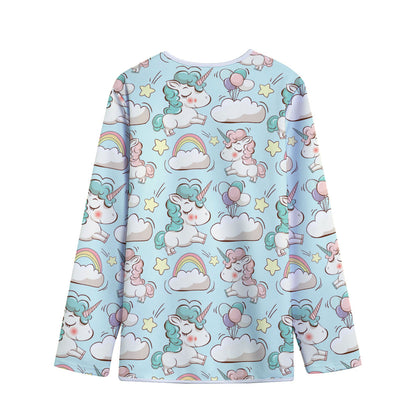Cute Rainbow Unicorn Pattern Print Long Sleeve Short Coat