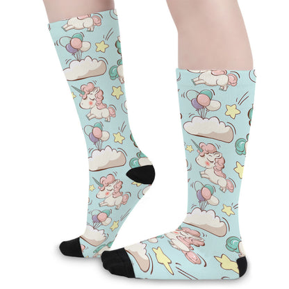 Cute Rainbow Unicorn Pattern Print Long Socks