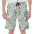 Cute Rainbow Unicorn Pattern Print Men's Beach Shorts