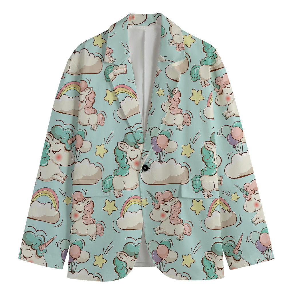Cute Rainbow Unicorn Pattern Print Men's Blazer