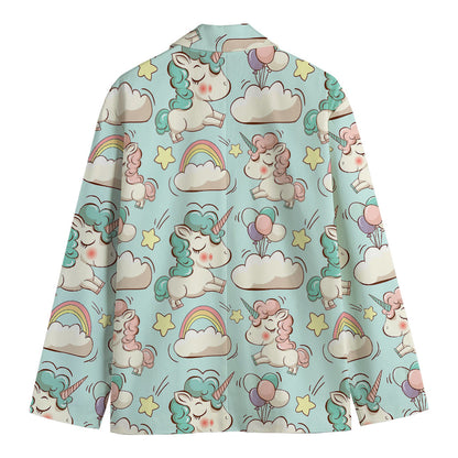 Cute Rainbow Unicorn Pattern Print Men's Blazer