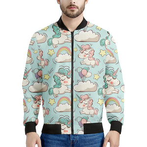 Cute Rainbow Unicorn Pattern Print Men's Bomber Jacket