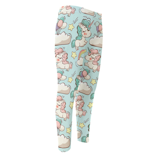 Cute Rainbow Unicorn Pattern Print Men's Compression Pants