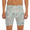 Cute Rainbow Unicorn Pattern Print Men's Long Boxer Briefs
