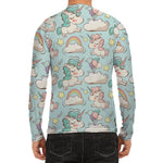 Cute Rainbow Unicorn Pattern Print Men's Long Sleeve Rash Guard
