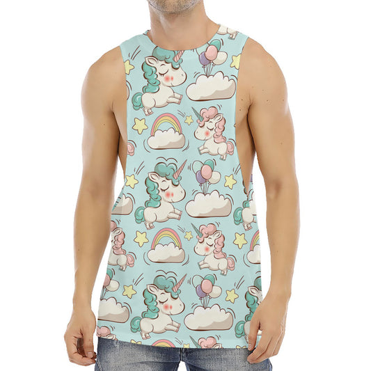 Cute Rainbow Unicorn Pattern Print Men's Muscle Tank Top