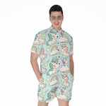 Cute Rainbow Unicorn Pattern Print Men's Rompers