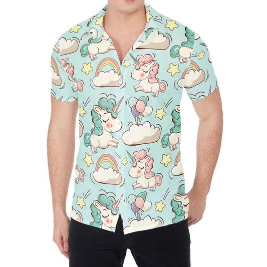 Cute Rainbow Unicorn Pattern Print Men's Shirt