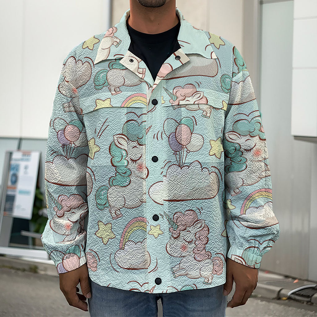 Cute Rainbow Unicorn Pattern Print Men's Shirt Jacket