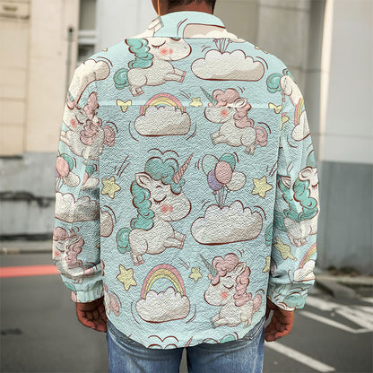Cute Rainbow Unicorn Pattern Print Men's Shirt Jacket